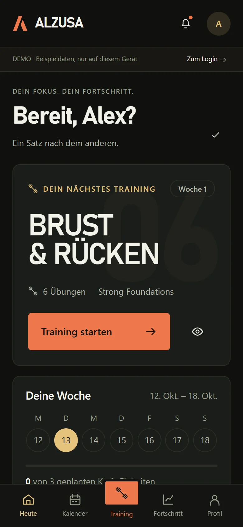 ALZUSA-App auf dem Smartphone – Beispielansicht